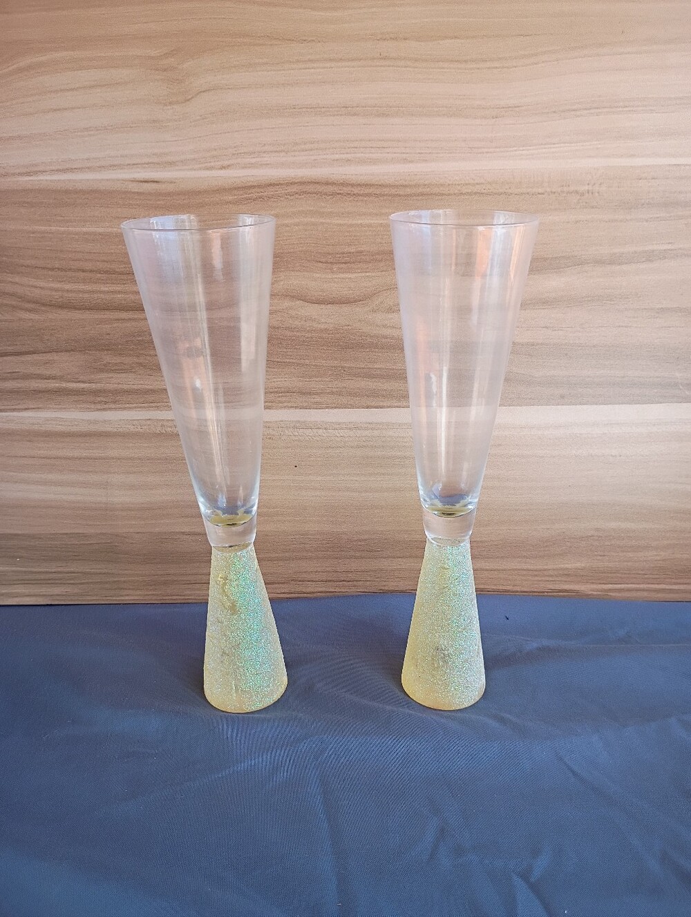 Glitter Stem Champagne Flutes - Set of 2